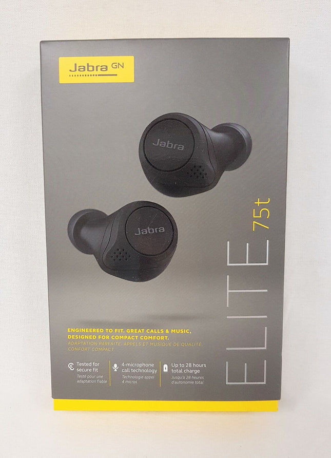 Jabra Elite 75t Earbuds True Wireless Earbuds With Charging Case  Black LIKE NEW