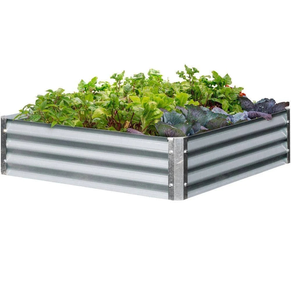 Bajo Series 40 in. x 40 in. x 10 in. Square - Galvanized Metal Raised Garden Bed