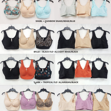 LOT OF 3 RHONDA SHEAR Women's #9406 Mesh Front Leisure Bra - CHOOSE COLOR PACK