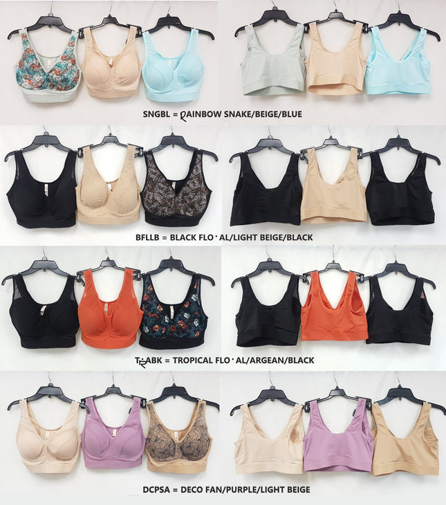 LOT OF 3 RHONDA SHEAR Women's #9406 Mesh Front Leisure Bra - CHOOSE COLOR PACK