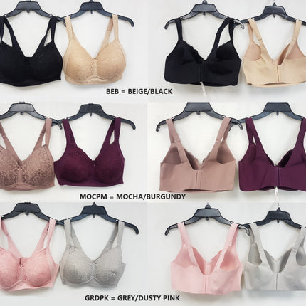 LOT OF 2 RHONDA SHEAR Women's 9216 Molded Lace Detail Cup Bra -CHOOSE COLOR PACK